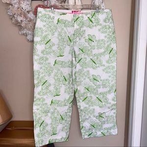 Lilly Pulitzer White Lime Butterfly Capri Pants